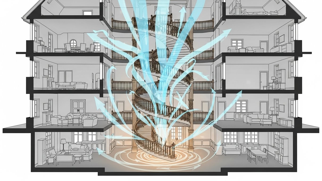 Sai lầm 2: Cầu thang giữa nhà làm đứt mạch khí 1