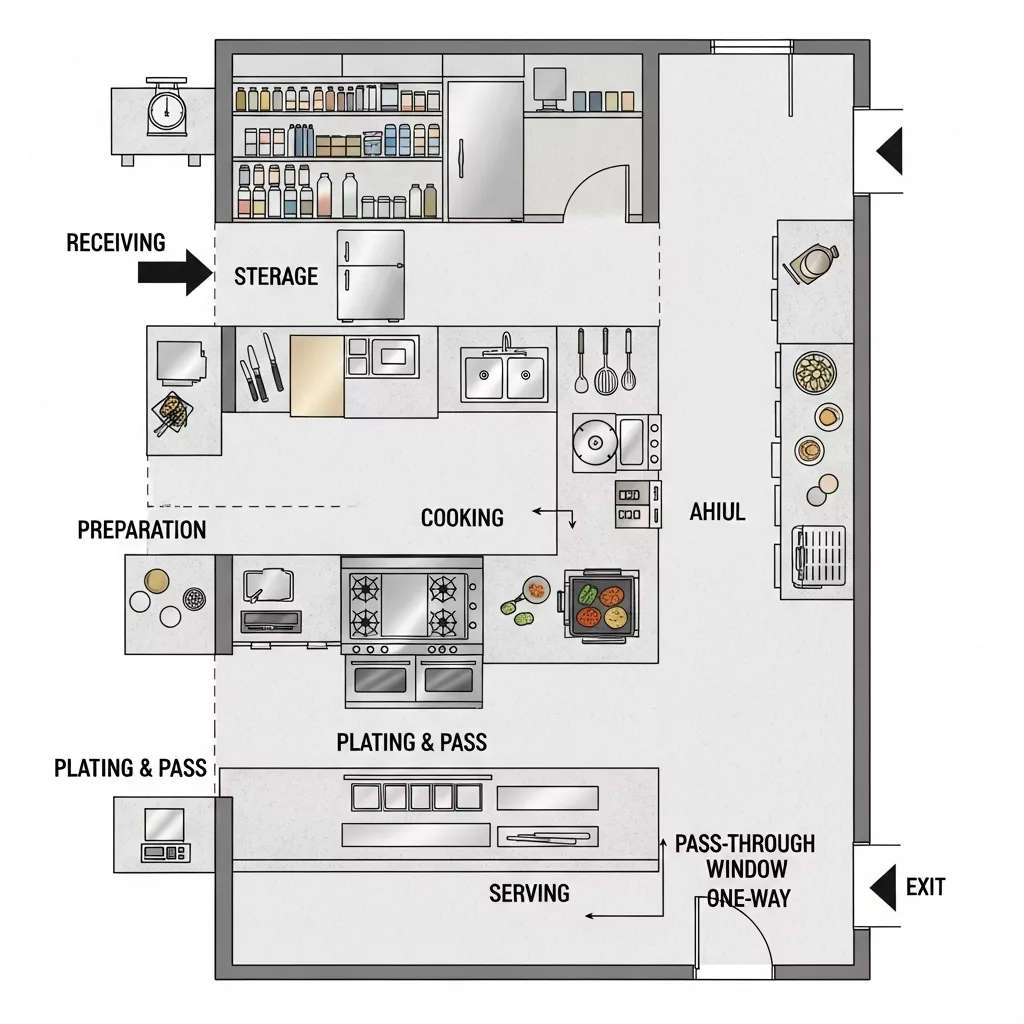 Line bếp một chiều và tiêu chuẩn an toàn thực phẩm 1 Line bếp một chiều và tiêu chuẩn an toàn thực phẩm 1