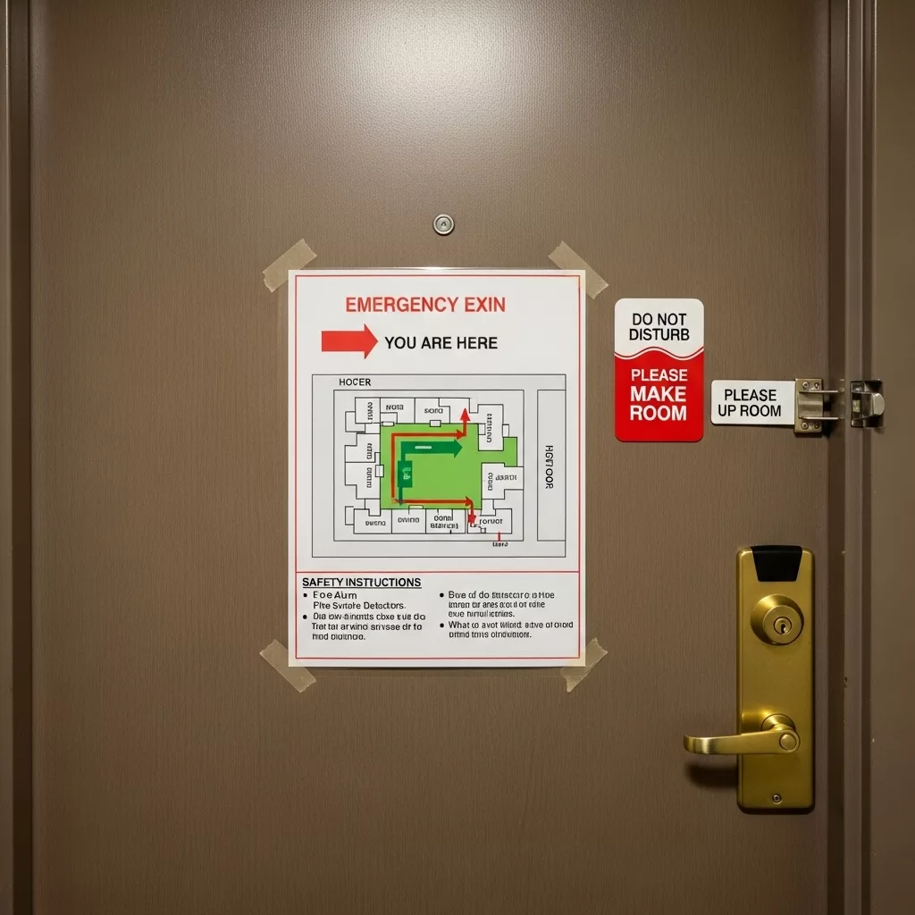 Sơ đồ thoát hiểm trên cửa phòng khách sạn 1 Sơ đồ thoát hiểm trên cửa phòng khách sạn 1