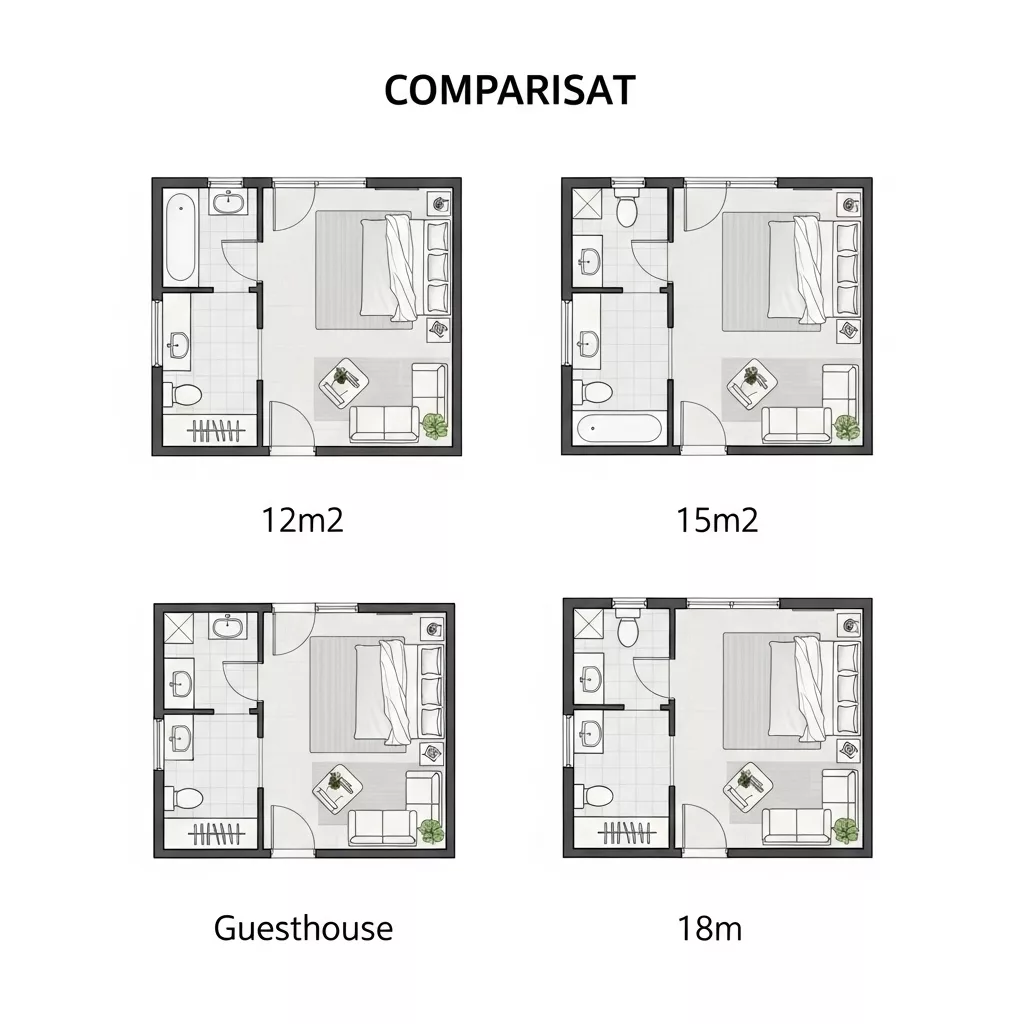 So sánh layout phòng lưu trú 12m2, 15m2 và 18m2 1 So sánh layout phòng lưu trú 12m2, 15m2 và 18m2 1