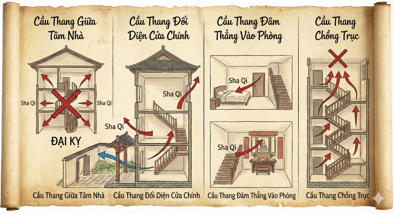 Cầu thang chồng trục nhiều tầng 1