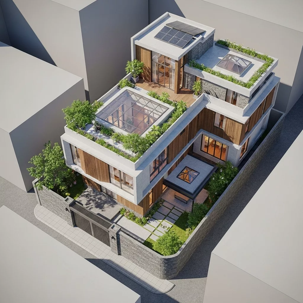 Kết hợp giếng trời với sân sau hoặc tiểu cảnh 1