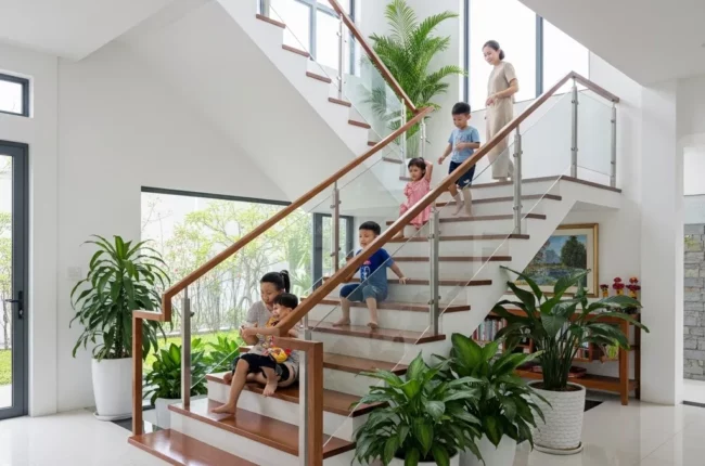 Giải pháp thiết kế cầu thang đẹp cho nhà đông người Giải pháp thiết kế cầu thang đẹp cho nhà đông người