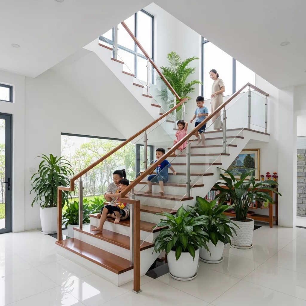 Thiết kế cầu thang gắn liền với mặt bằng công năng 1 Thiết kế cầu thang gắn liền với mặt bằng công năng 1