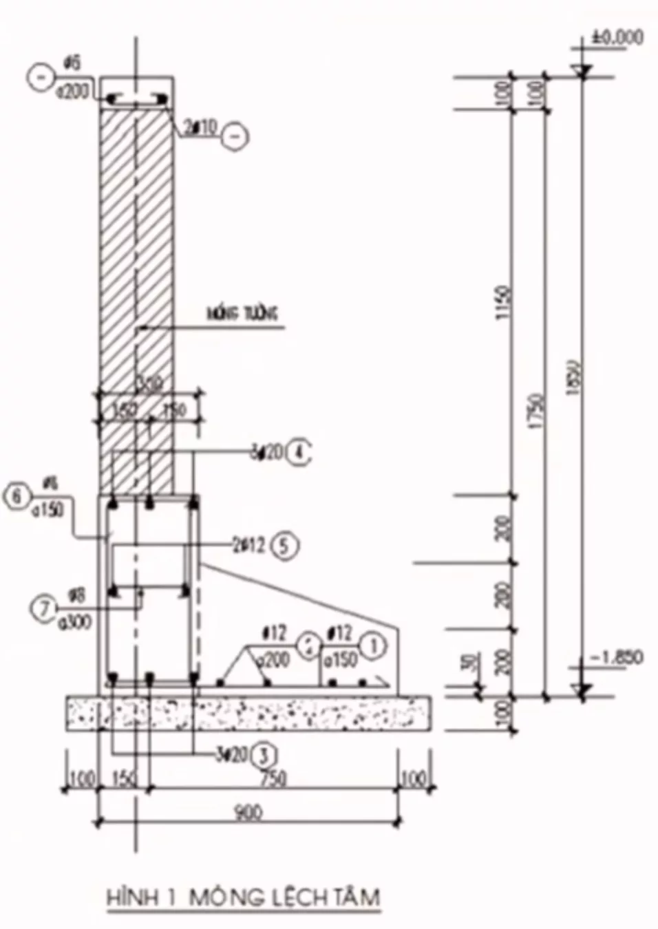 Kết hợp móng đơn lệch tâm với bó nền để tăng ổn định 1