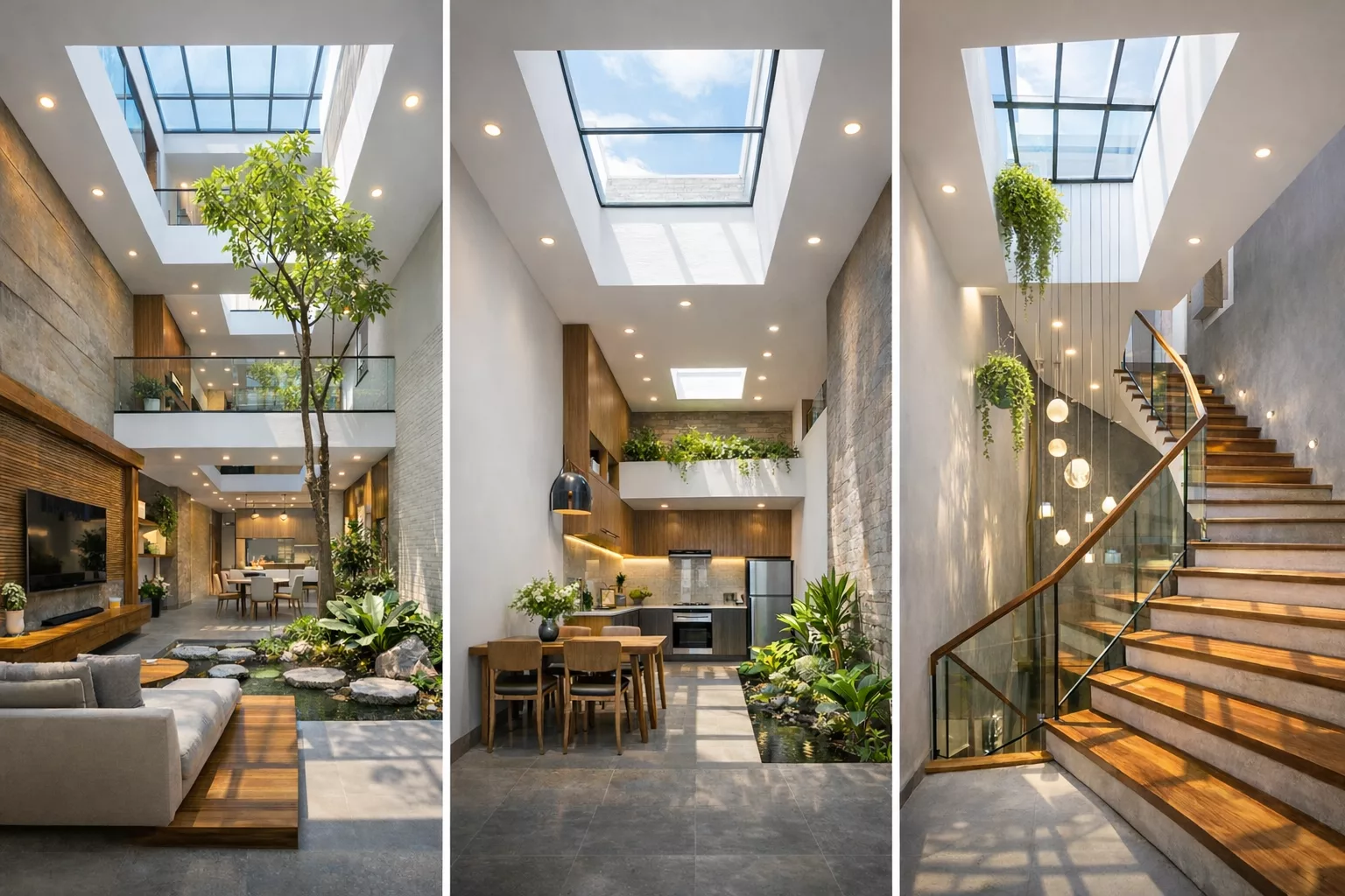 Giếng trời kết hợp tiểu cảnh để tăng sinh khí 1