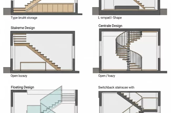 Giải pháp cầu thang cho nhà hẹp 5×20 2 tầng tối ưu