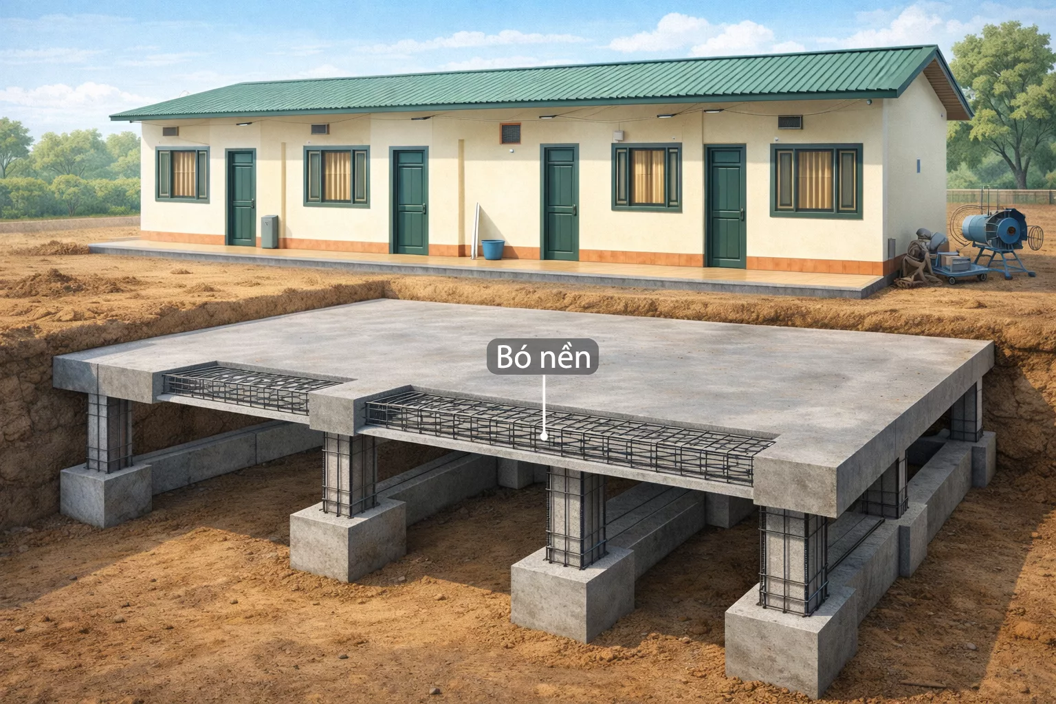 Kết hợp móng với bó nền để hạn chế lún nứt 1