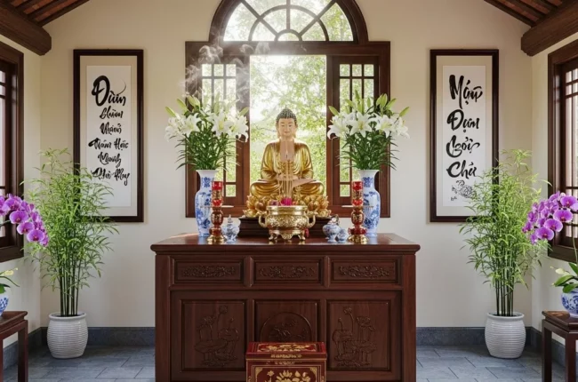 Thiết kế phòng thờ tầng tum cần lưu ý những gì?