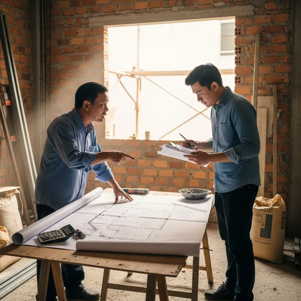 Tranh cãi với nhà thầu khi đã thi công 1 Tranh cãi với nhà thầu khi đã thi công 1