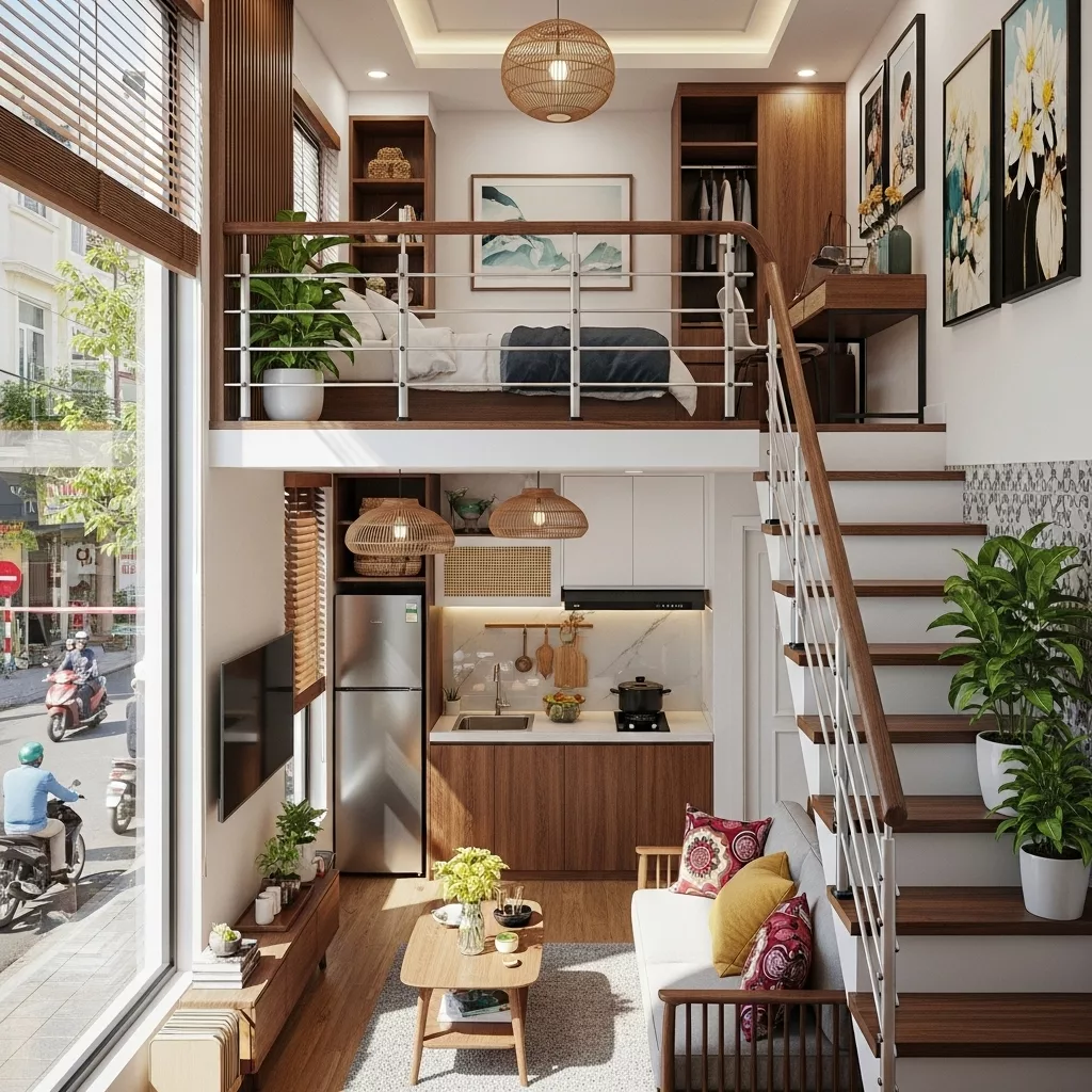 Phương án có gác lửng cho căn hộ mini 1