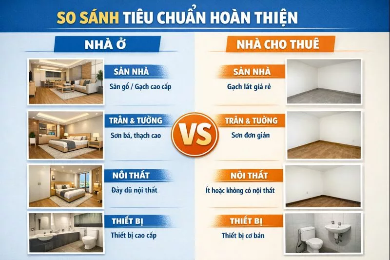 Khác biệt giữa nhà để ở và nhà cho thuê 1