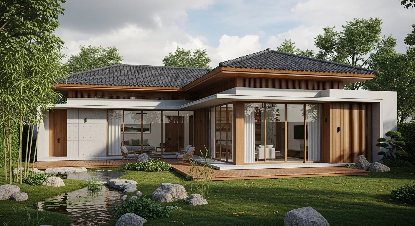 Biệt thự 1 tầng mái nhật hiện đại 1