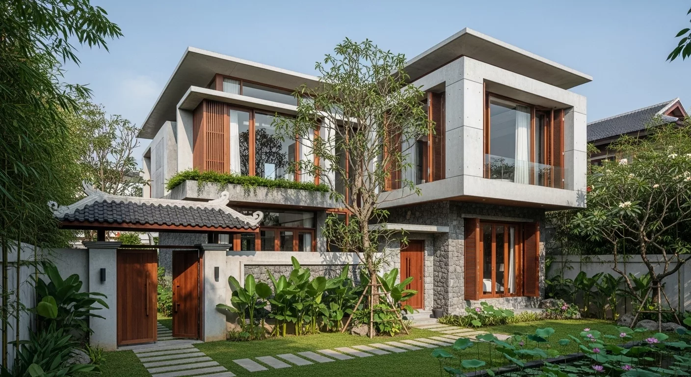 Biệt thự 2 tầng có sân vườn phong cách hiện đại 1