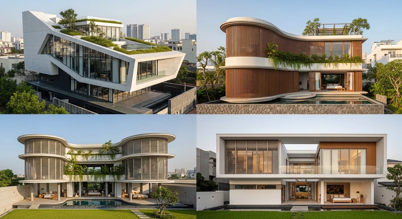 Hình khối kiến trúc trong ảnh biệt thự hiện đại 1