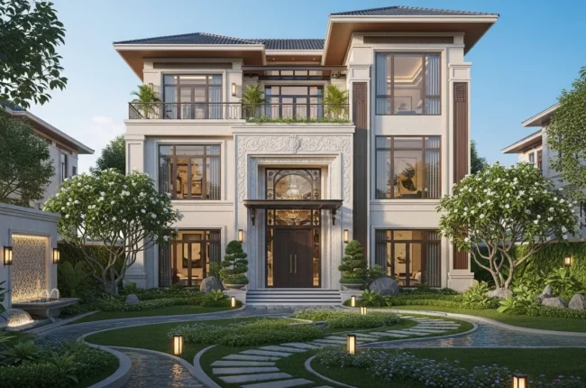 Mẫu biệt thự nhà vườn 3 tầng Hà Nội sang trọng Mẫu biệt thự nhà vườn 3 tầng Hà Nội sang trọng