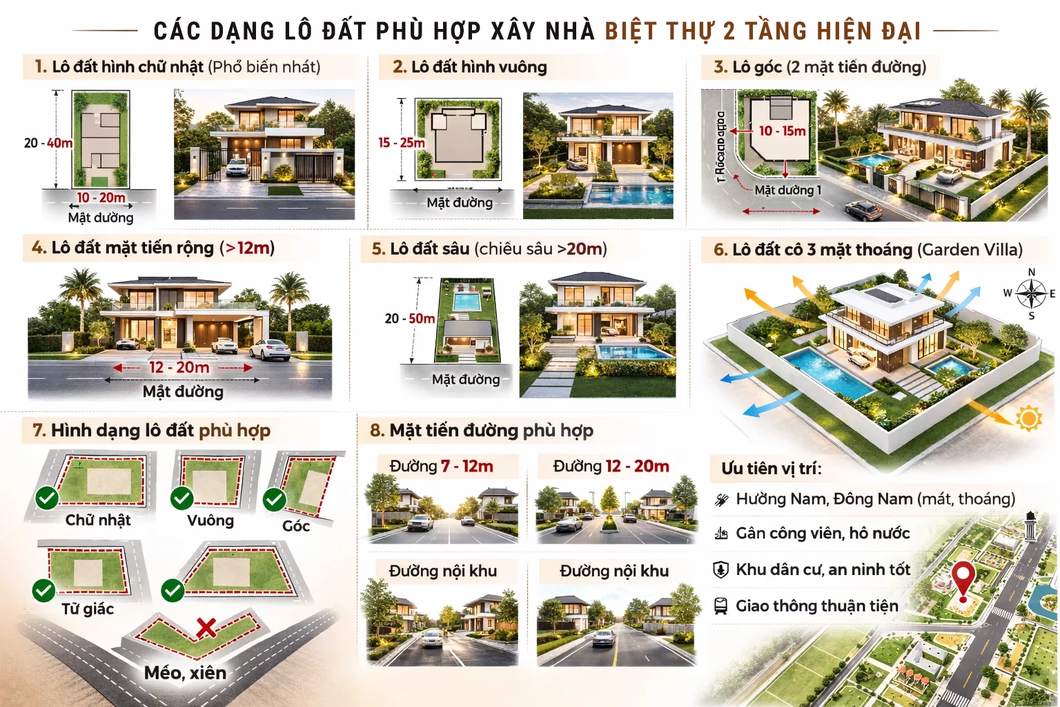 Nhà biệt thự 2 tầng hiện đại phù hợp với lô đất nào? 1 Nhà biệt thự 2 tầng hiện đại phù hợp với lô đất nào? 1