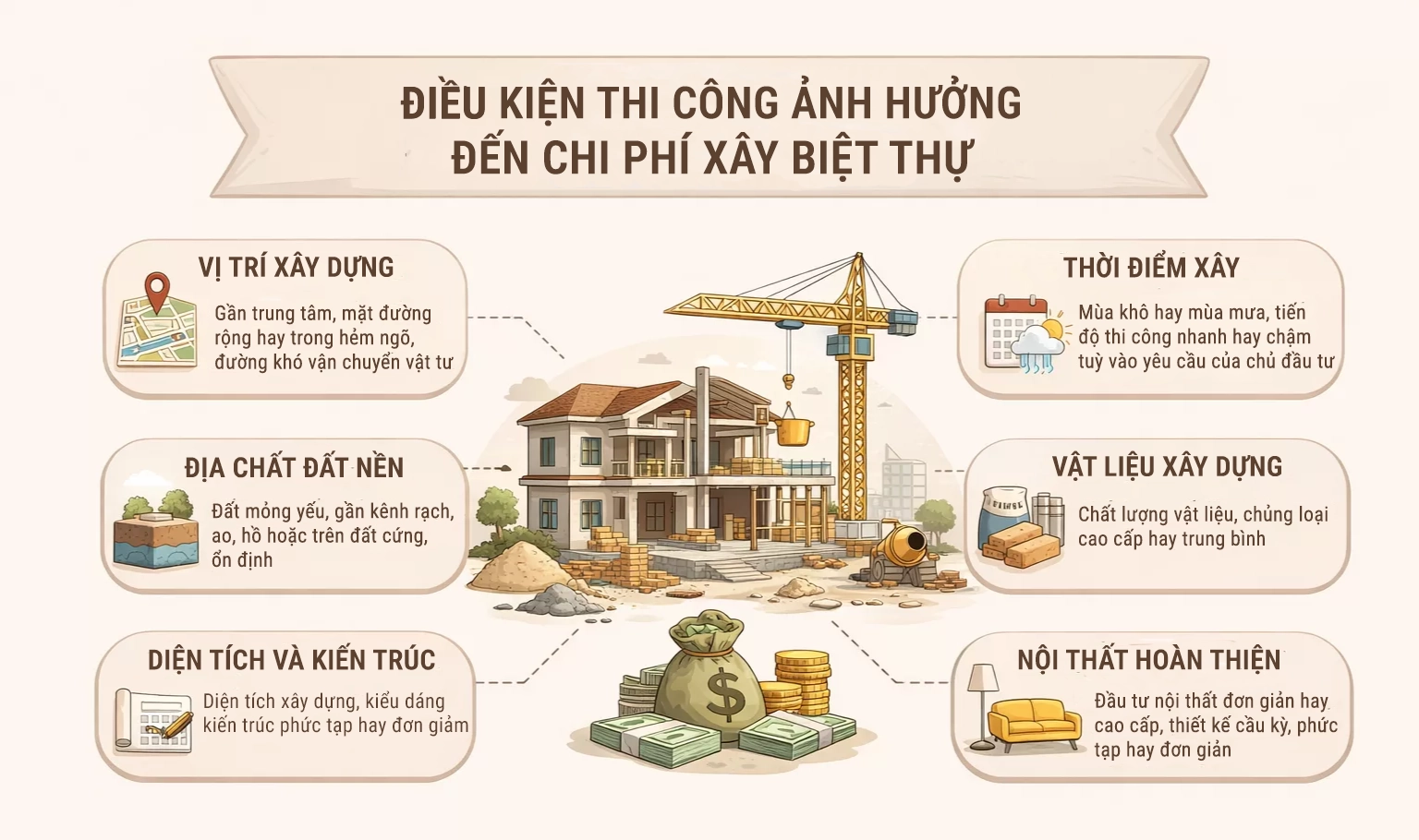 Các yếu tố khác tác động đến chi phí xây biệt thự 2 tầng 1