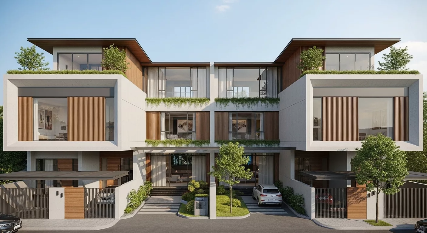 Mẫu thiết kế biệt thự 2 tầng hiện đại Hà Nội chịu tác động từ bối cảnh đô thị 1