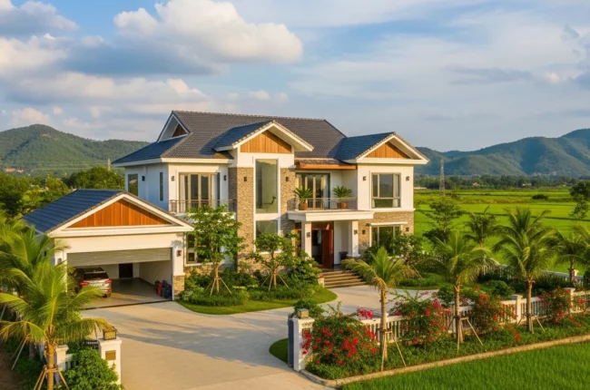 Kinh nghiệm thiết kế biệt thự 2 tầng có gara ở Thái Bình