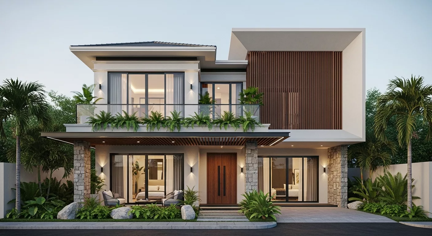 Giá trị thẩm mỹ bền vững của nhà biệt thự 2 tầng hiện đại 1 Giá trị thẩm mỹ bền vững của nhà biệt thự 2 tầng hiện đại 1