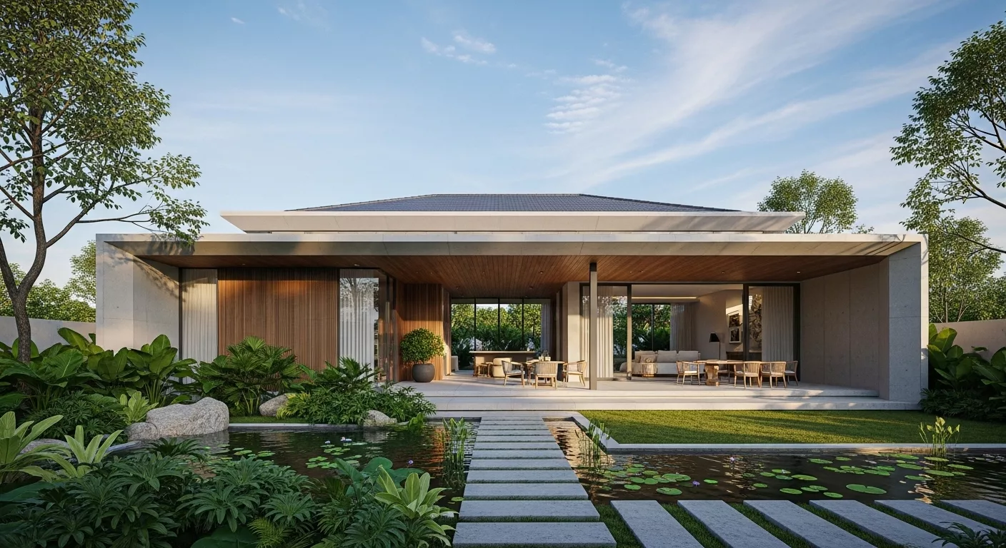 Nhà vườn cấp 4 đẹp phong cách tối giản 1