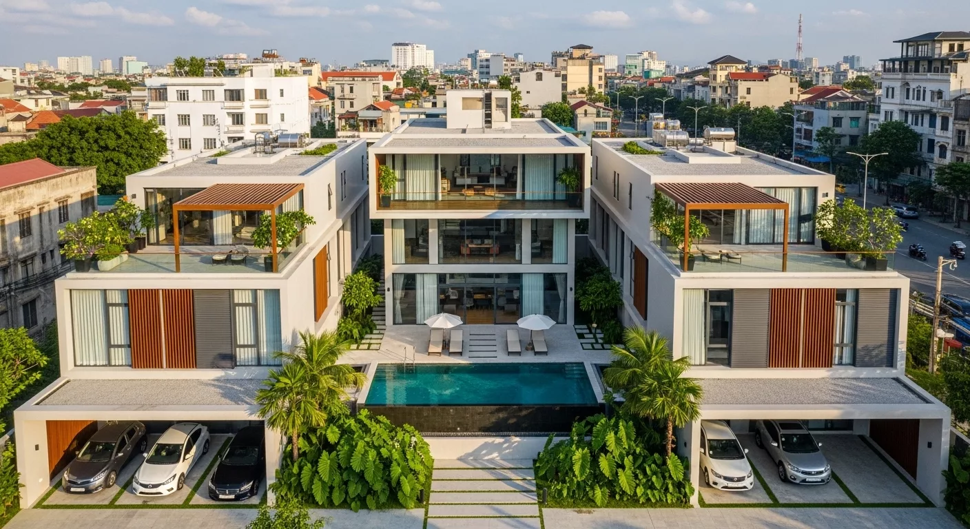 Các mẫu thiết kế biệt thự 2 tầng đẹp tại Hà Nội chịu tác động từ quy hoạch đô thị 1