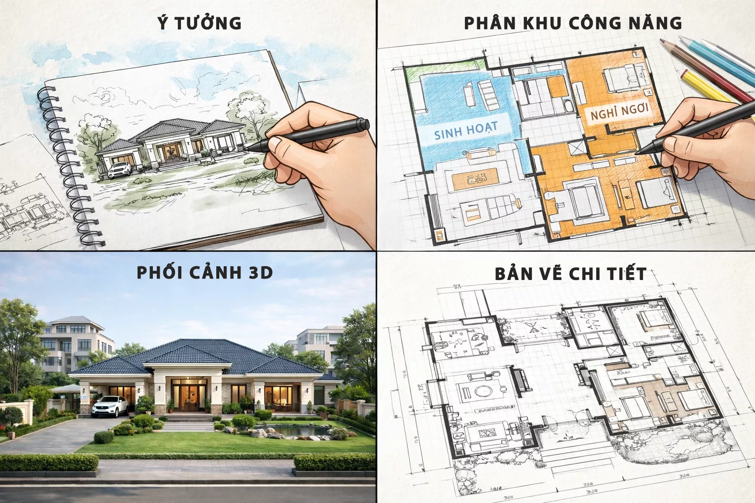 Vì sao cần quy trình thiết kế rõ ràng khi xây biệt thự 1 tầng? 1 Vì sao cần quy trình thiết kế rõ ràng khi xây biệt thự 1 tầng? 1