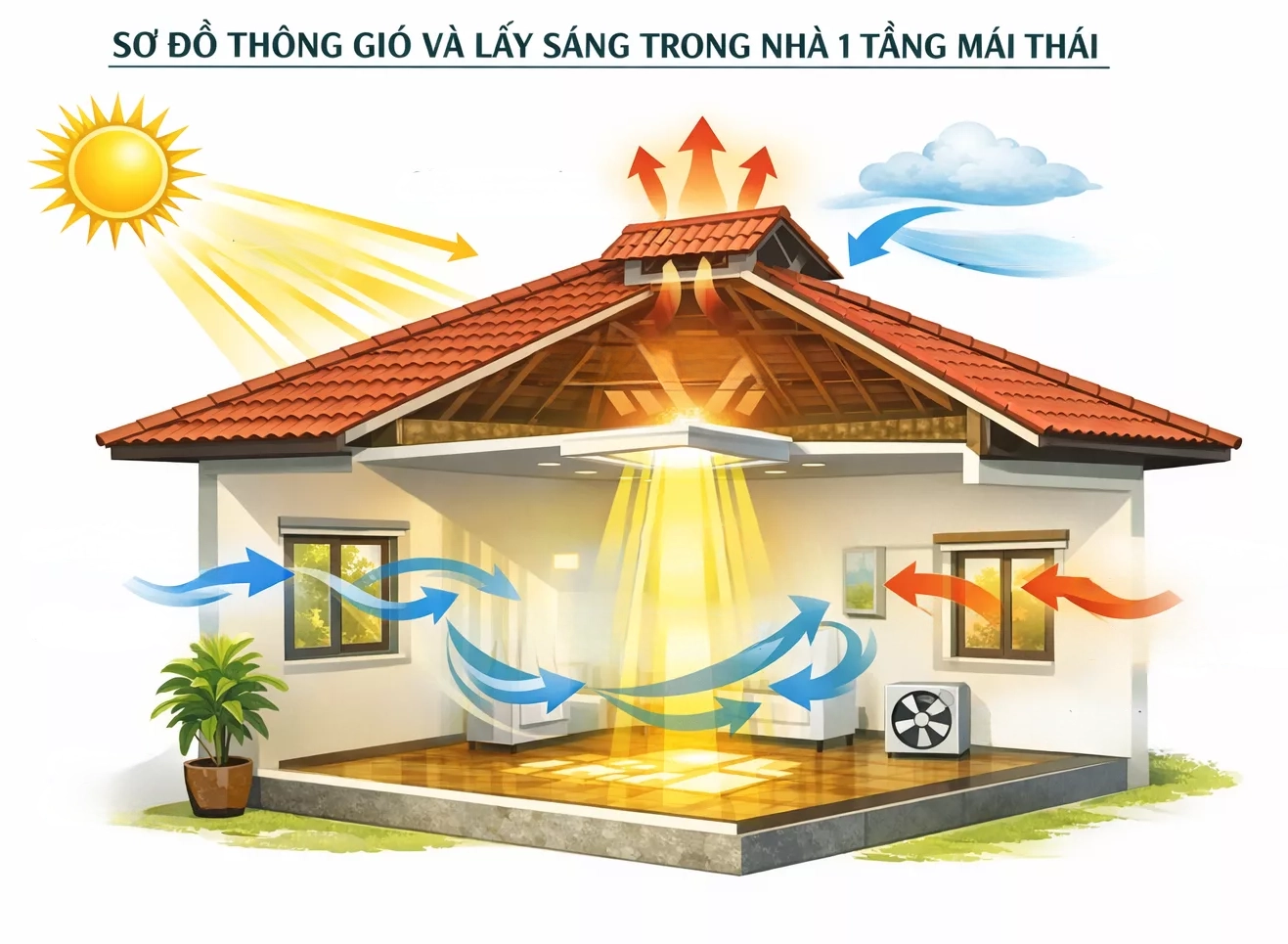 Thiết kế nhà mái Thái 1 tầng sao cho mát và thông thoáng 1