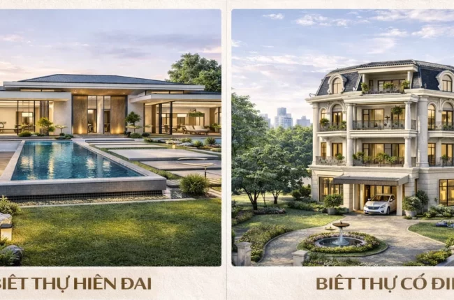 So sánh chi phí biệt thự hiện đại và biệt thự cổ điển So sánh chi phí biệt thự hiện đại và biệt thự cổ điển