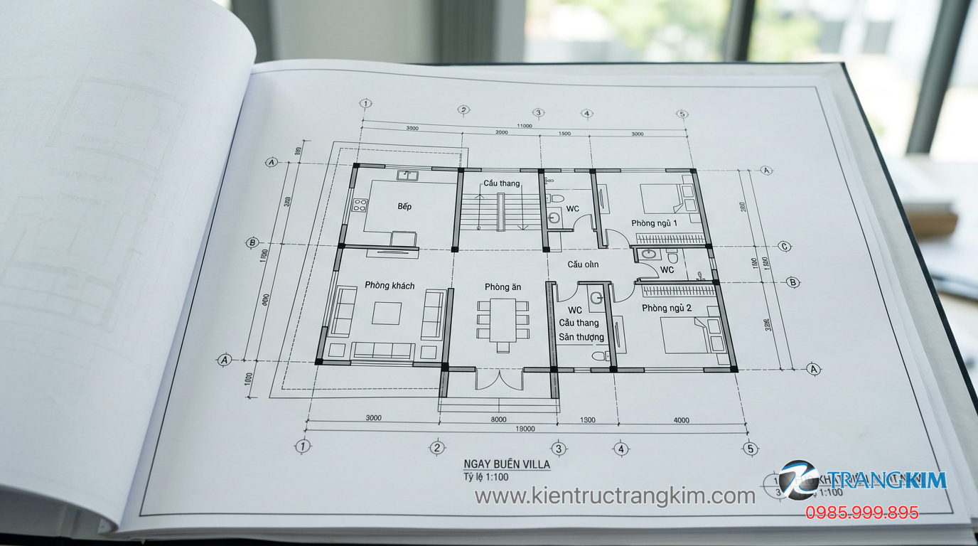 Ảnh minh hoạ: Bản vẽ mặt bằng biệt thự trong hồ sơ thiết kế kiến trúc