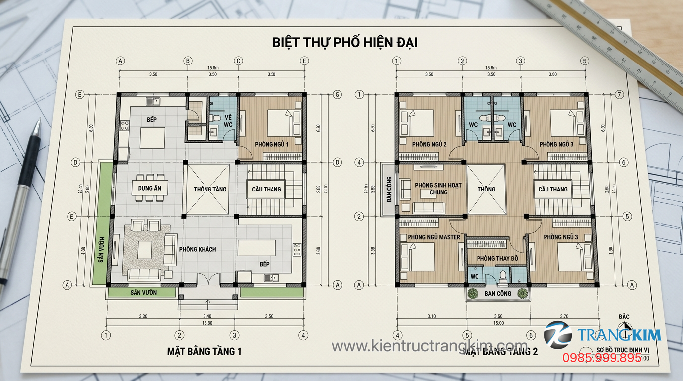 Ảnh minh hoạ: Bản vẽ mặt bằng nhà 2 tầng diện tích lớn