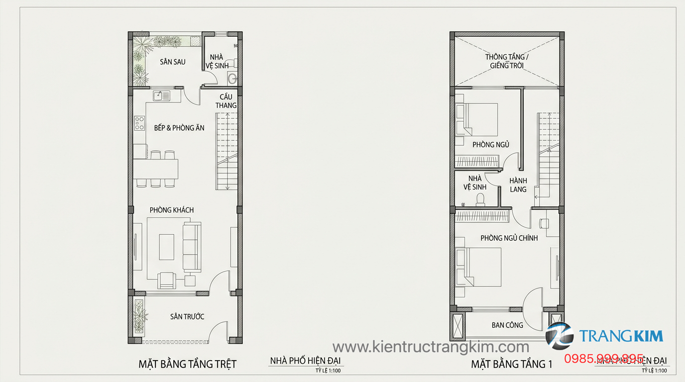 Ảnh minh hoạ: Bản vẽ mặt bằng nhà phố 1 trệt 1 lầu