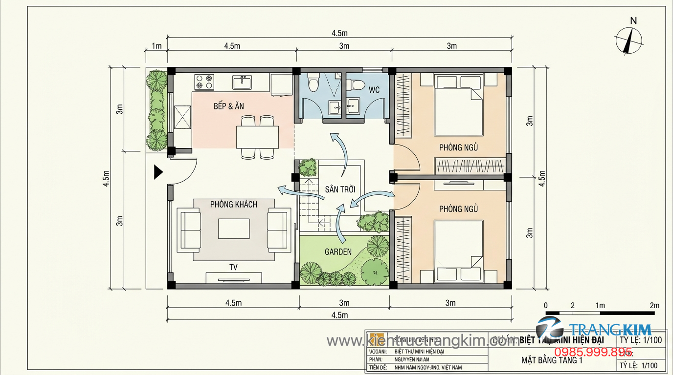 Ảnh minh hoạ: Bản vẽ thiết kế biệt thự mini với mặt bằng tối ưu công năng