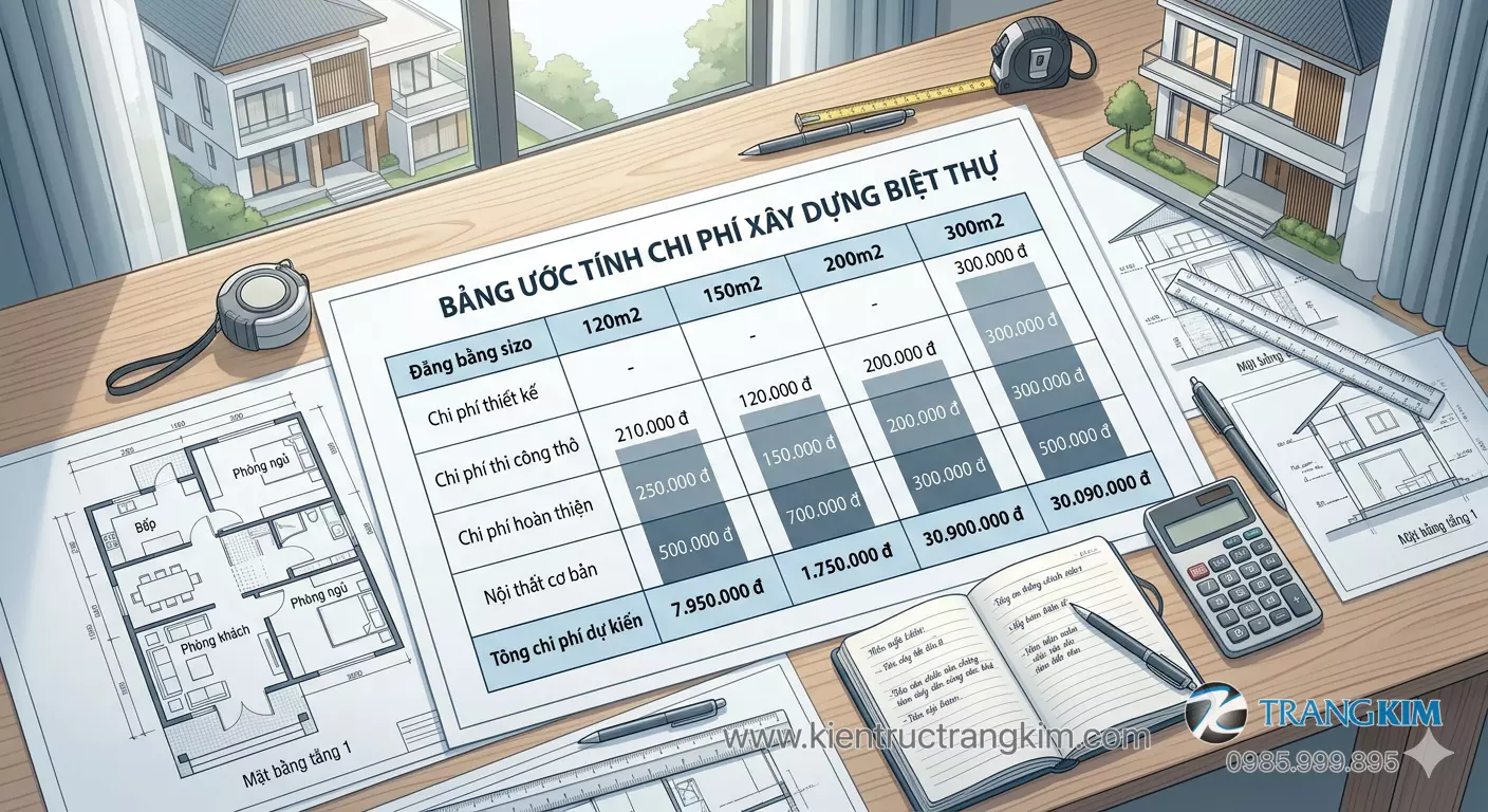 Ví dụ dự toán chi phí xây biệt thự 200m2 1