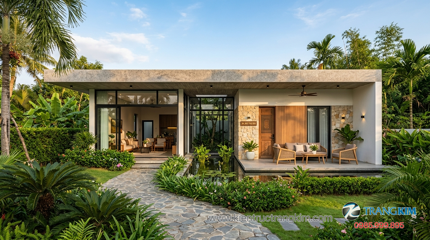 Lý do biệt thự 1 tầng ngày càng phổ biến 1 Ảnh minh hoạ: biệt thự 1 tầng sân vườn hiện đại