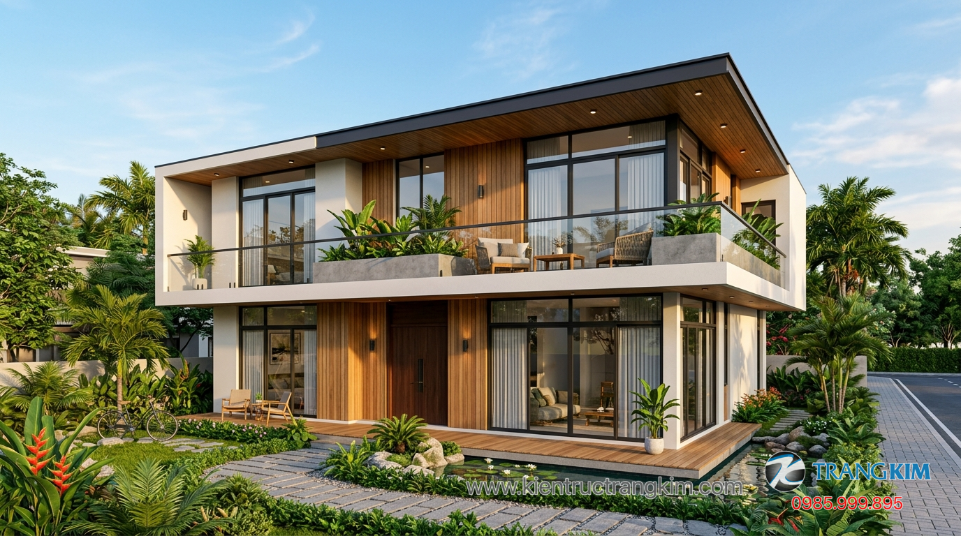 Ảnh minh hoạ: biệt thự 2 tầng hiện đại với ban công rộng