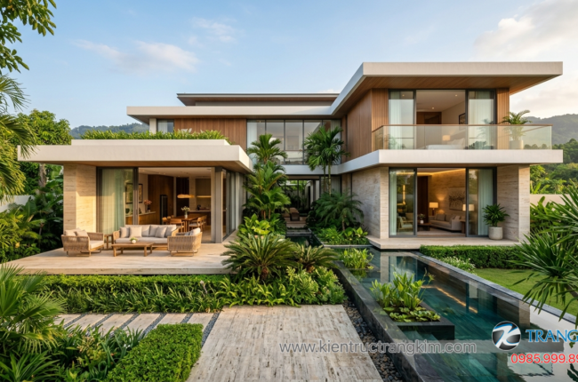 Mẫu nhà biệt thự đẹp 2 tầng hiện đại sang trọng