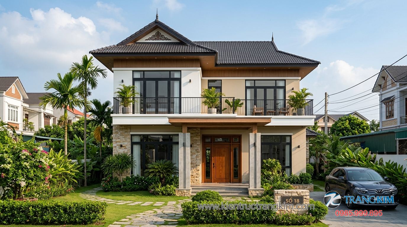 Ảnh minh hoạ: biệt thự 2 tầng mái thái hiện đại