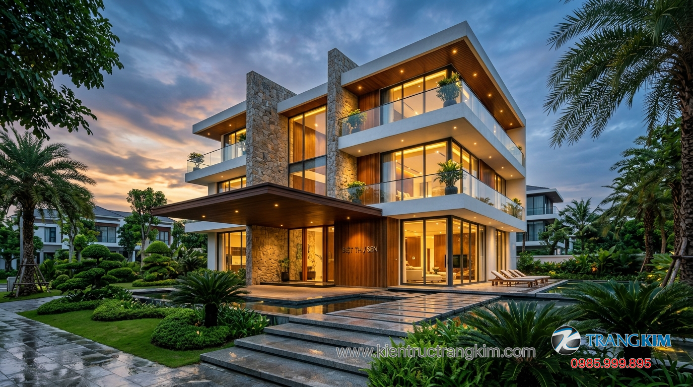 Ảnh minh hoạ: biệt thự 3 tầng hiện đại với kiến trúc sang trọng