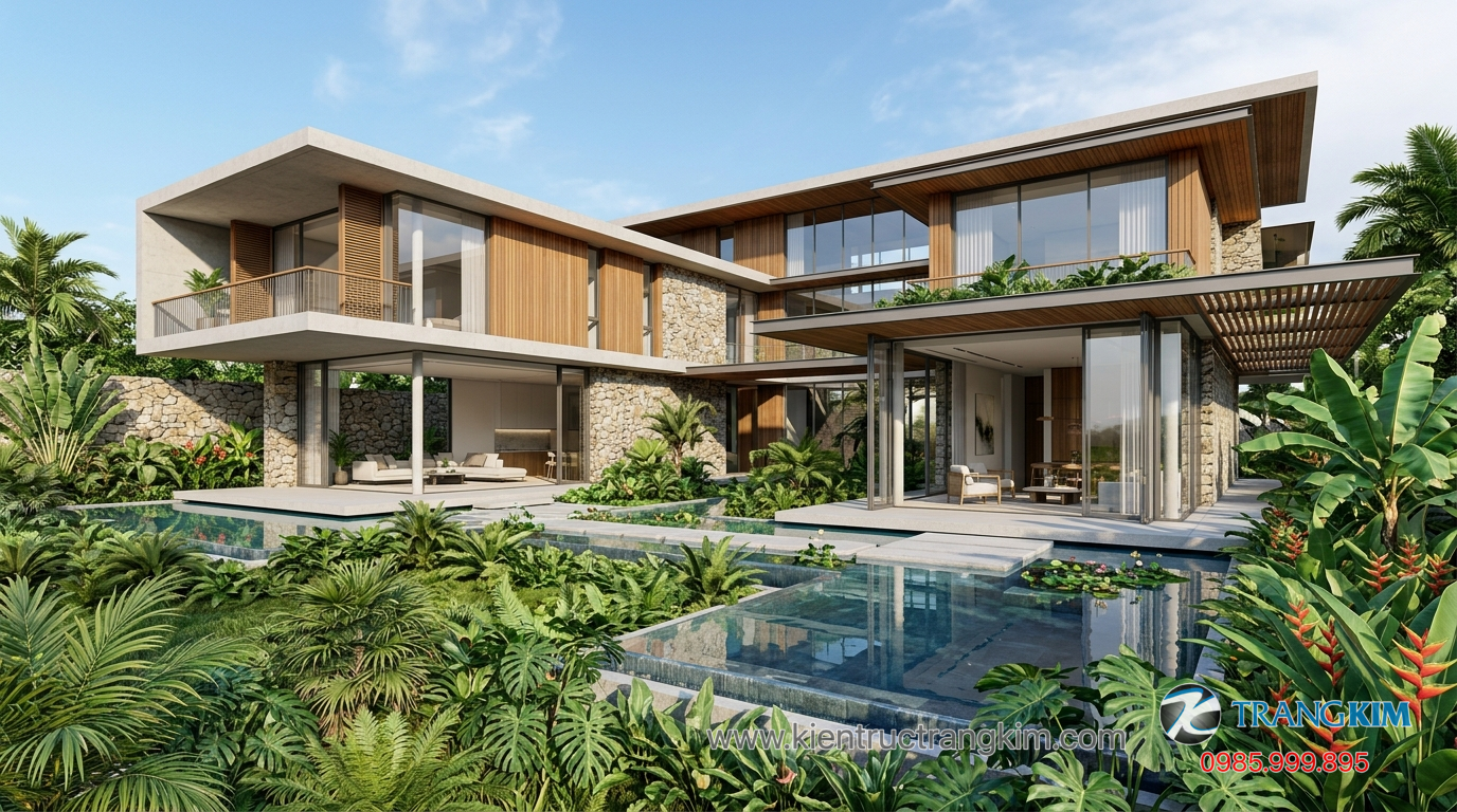 Biệt thự thông minh 1 Ảnh minh hoạ: biệt thự hiện đại kết hợp thiên nhiên