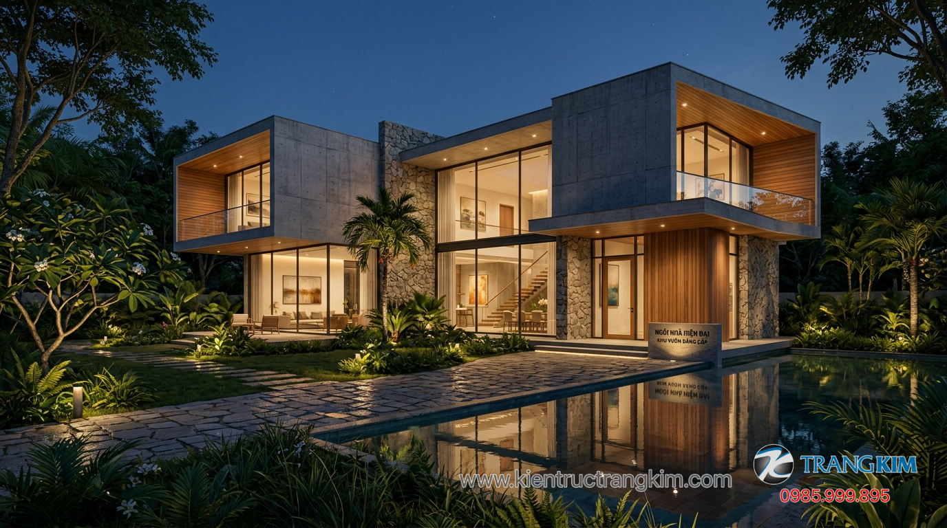 Ảnh minh hoạ: biệt thự hiện đại với không gian sân vườn rộng