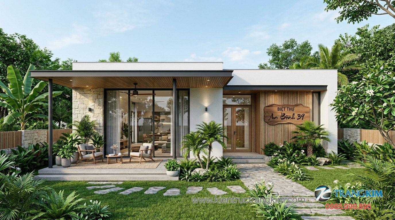 Ảnh minh hoạ: biệt thự mini 1 tầng phong cách nhà vườn hiện đại