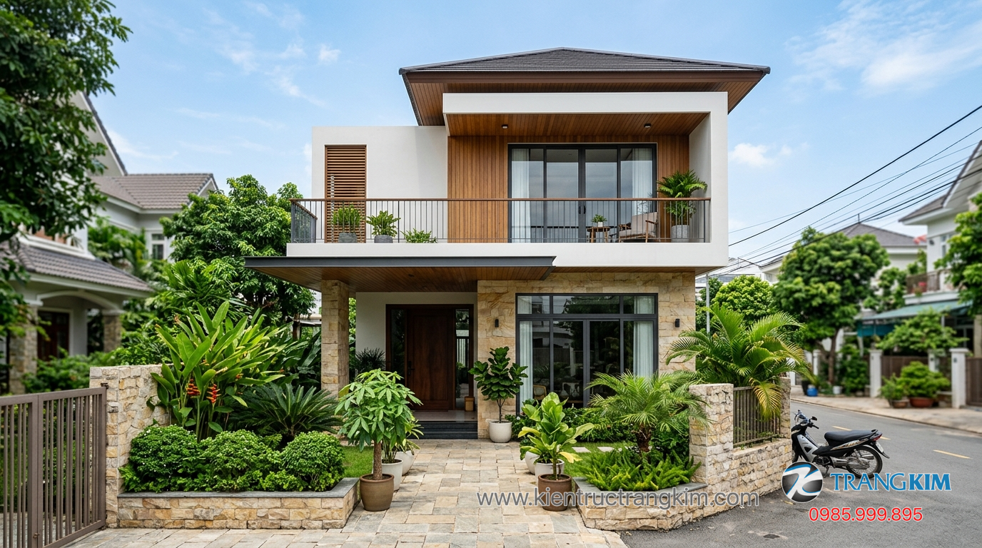 Cách đảm bảo thẩm mỹ và giá trị lâu dài 1 Ảnh minh hoạ: Biệt thự mini 2 tầng thực tế sau khi hoàn thiện, mặt tiền đẹp