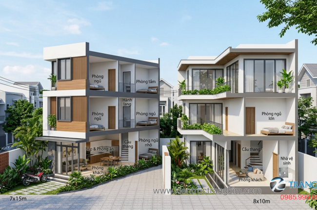 Mẫu biệt thự mini theo kích thước đất phổ biến