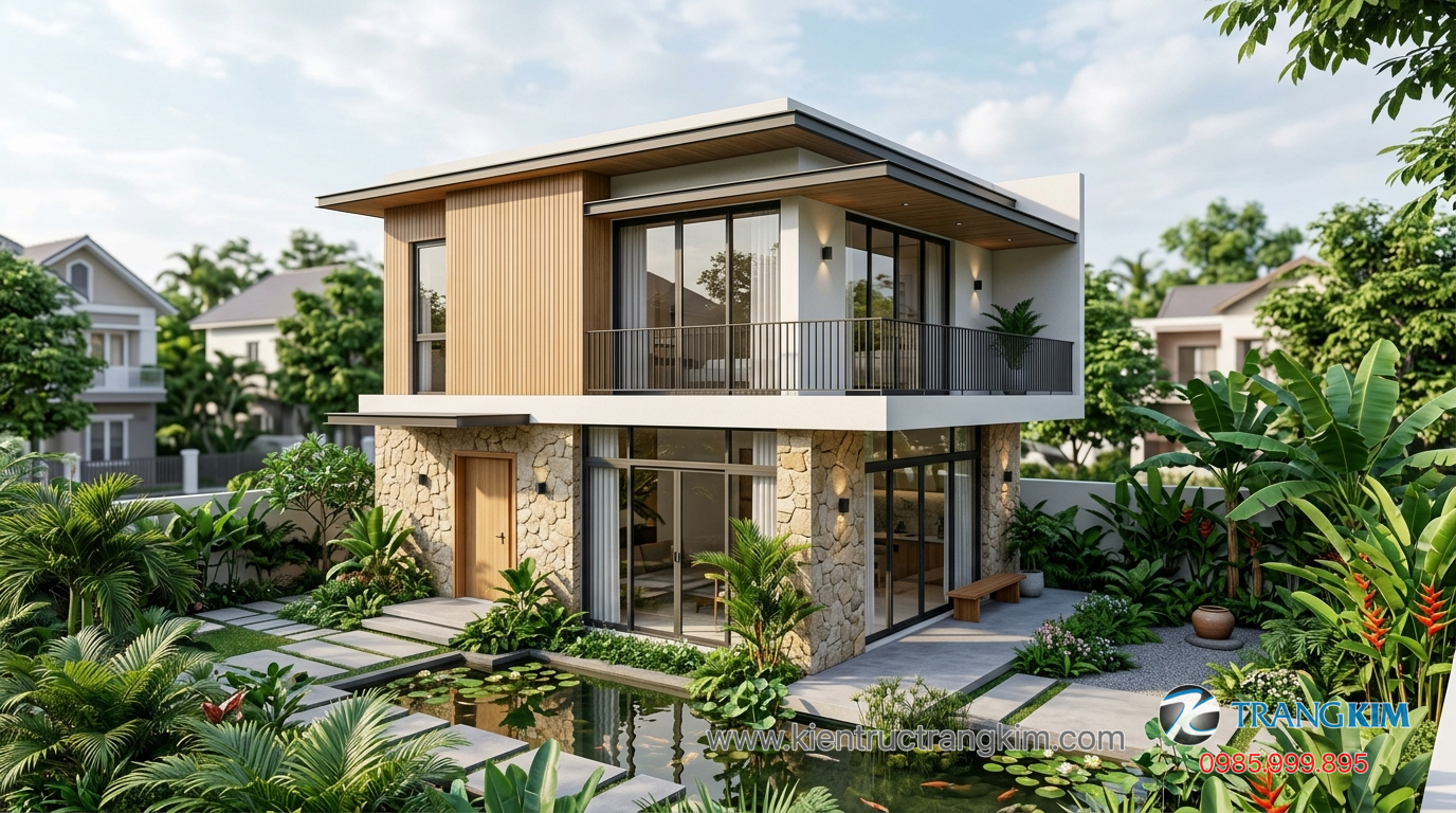 Giải pháp thiết kế biệt thự mini tối ưu cho gia chủ 1 Ảnh minh hoạ: Biệt thự mini hoàn thiện với phong cách kiến trúc hài hoà và không gian xanh