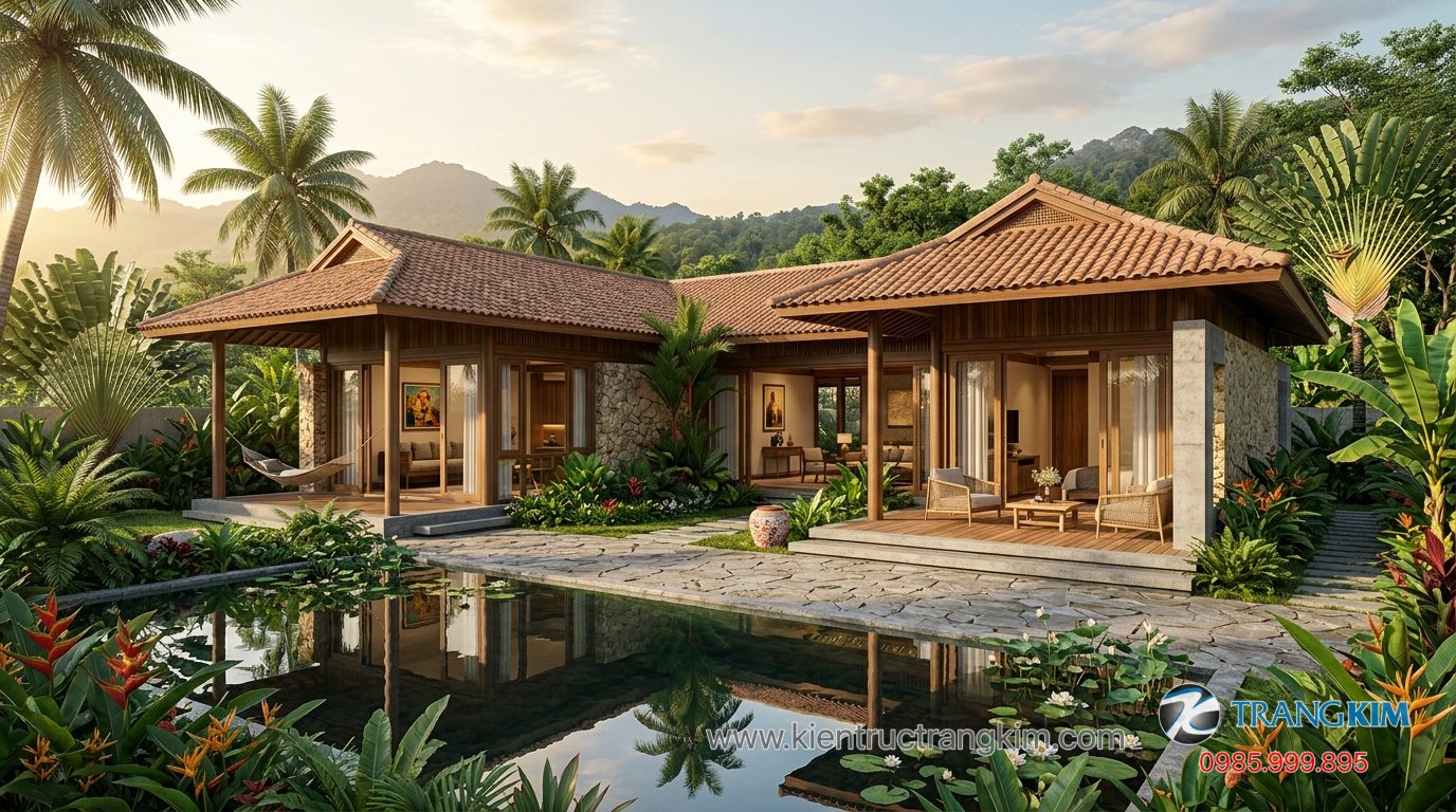 Ảnh minh hoạ: Biệt thự vườn 1 tầng phong cách nghỉ dưỡng với không gian xanh