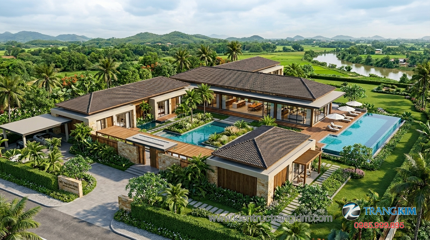 Ảnh minh hoạ: Biệt thự vườn 1 tầng quy mô lớn với bố trí 5 phòng ngủ thực tế