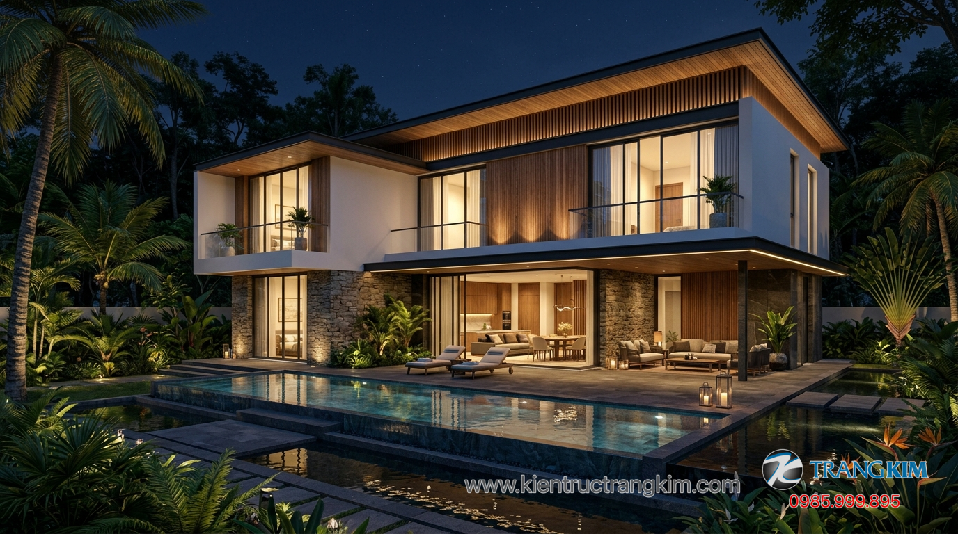 Ảnh minh hoạ: Biệt thự vườn 2 tầng phong cách hiện đại kết hợp không gian nghỉ dưỡng