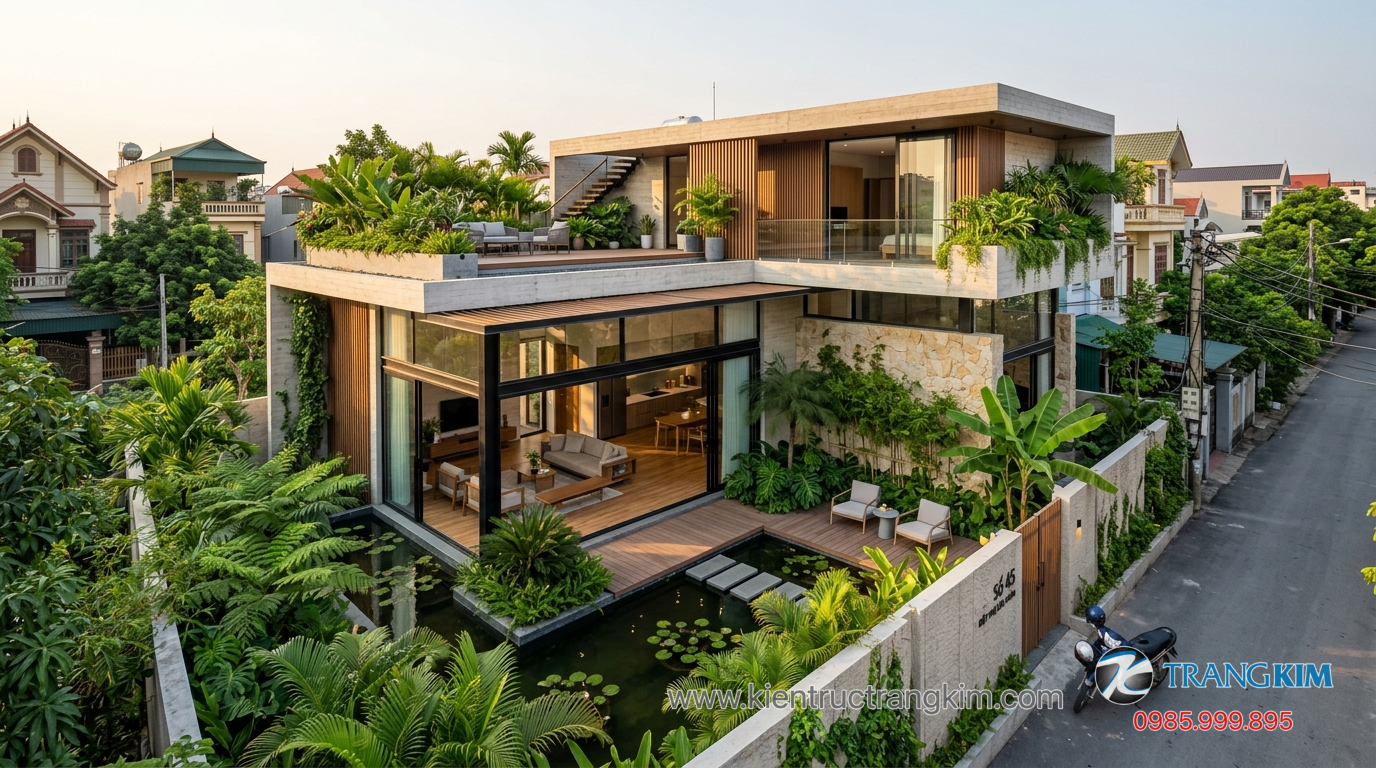 Ảnh minh hoạ: Biệt thự vườn 2 tầng thiết kế xanh và tối giản hiện đại